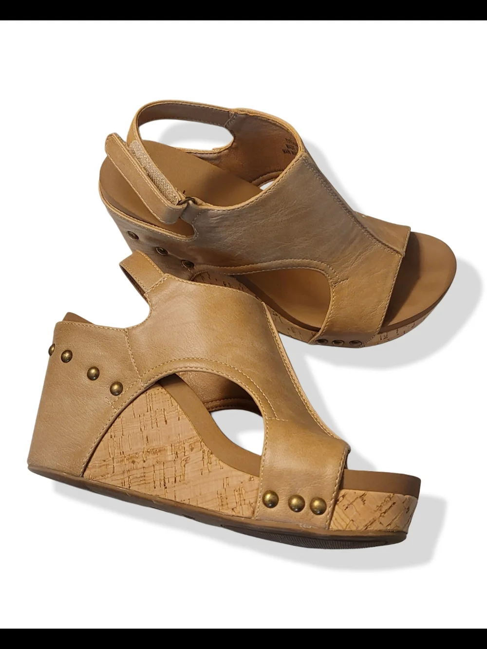 🌿Corkys Footwear Women's Size 7 Carley Wedge Sandals in a Caramel Smooth